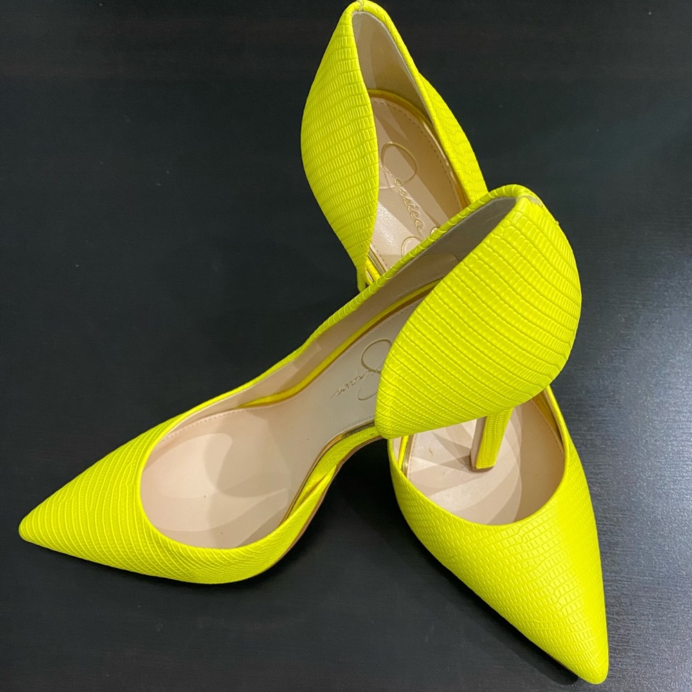 Yellow Leather Jessica Simpson D’Orsay Pumps